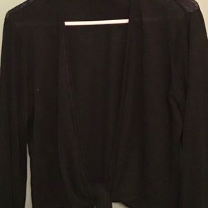 Theory draped tie front long sleeve cotton cardi